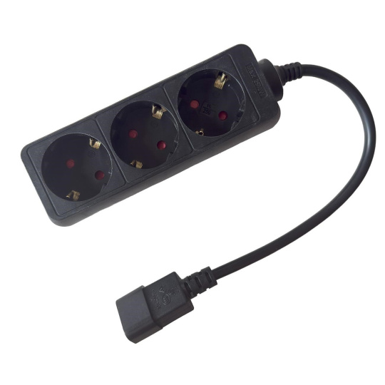 Prodlužovací přívod 3x230V DE SCHUKO pro UPS (IEC320-C14), 30cm Prodlužovací přívod 3x230V DE SCHUKO pro UPS (IEC320-C14), 30cm