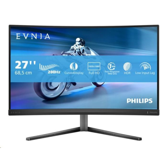 Philips MT 27" 27M2C5200W/00 - 1920x1080,VA,280Hz,HDR10,2xHDMI,1xDP,Zakřivený,Pivot Philips MT 27" 27M2C5200W/00 - 1920x1080,VA,280Hz,HDR10,2xHDMI,1xDP,Zakřivený,Pivot