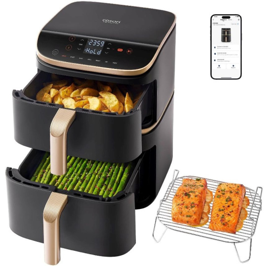 BAZAR - Cosori Turbo Tower Pro chytrá horkovzdušná fritéza 10,8l černá - Poškozený obal (Komplet)