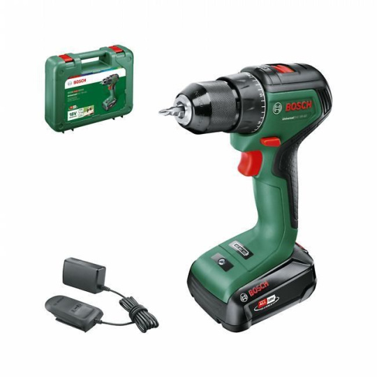 BOSCH UniversalDrill 18V-60 akumulátorový vrtací šroubovák, 60 Nm, 13mm rychloupínací sklíčidlo, 1x akumulátor PBA 18V 2