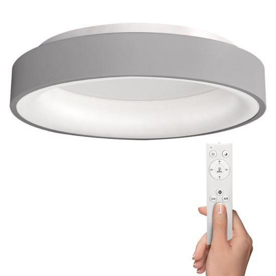 Solight LED stropní světlo kulaté Treviso, 48W, 2880lm, stmívatelné, dálkové ovládání, šedá