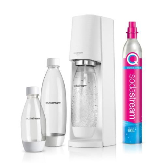 SodaStream Terra Megapack výrobník sody, mechanický, bombička s CO2, 3 láhve, bílá