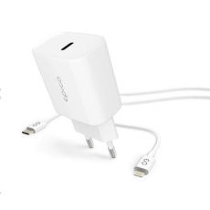 EPICO síťová nabíječka, PD 20W, USB-C - lightning kabel - bílá