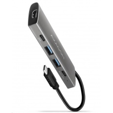 AXAGON HMC-5, USB 3.2 Gen 1 hub, porty 2x USB-A, HDMI, SD/microSD slot, PD 100W, kabel USB-C 20cm