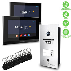 EVOLVEO DoorPhone ID-2, 2drátový videotelefon pro dva byty s RFID, otiskem prstu a podporou ONVIF kamer