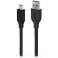 GENIUS nabíjecí kabel ACC-A2CC-3A, 150cm, USB-A na USB-C, 3A, QC3.0, opletený, černý