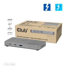 Club3D hub Thunderbolt 5 5v1, 3x USB-C TB5, 1x USB-A, 1x8K60Hz, 3x 5K60Hz, certifikace Thunderbolt Share, 180W Club3D hub Thunderbolt 5 5v1, 3x USB-C TB5, 1x USB-A, 1x8K60Hz, 3x 5K60Hz, certifikace Thunderbolt Share, 180W