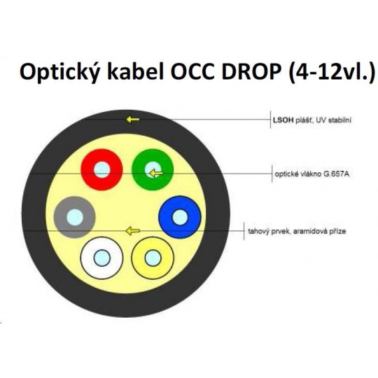 Optický kabel XtendLan DROP FTTx, 8x 9/125 SM, G.657A, LS0H, černý, cívka 1km