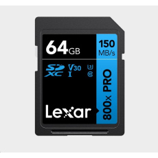 Lexar SDXC 800x Pro UHS-I cards, C10 (V30) U3, R150, 64GB