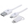 MANHATTAN i-Lynk Charge/Sync Cable, USB A to micro-USB and 8-pin, 1m (3.3 ft.) bílý/white