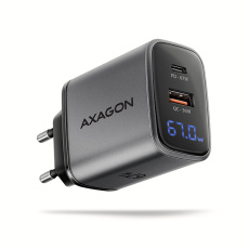 AXAGON ACU-PQ67D, GaN nabíječka do sítě 67W, výstup USB-A + USB-C, PD3.0/PPS/QC4+/SFC2.0/Apple, LCD display AXAGON ACU-PQ67D, GaN nabíječka do sítě 67W, výstup USB-A + USB-C, PD3.0/PPS/QC4+/SFC2.0/Apple, LCD display