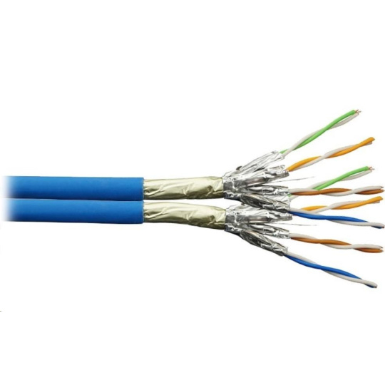 PLANET FTP Cat6a 2x 4pár 500m, FTP, drát, Cat6a, 2x 4p, 500MHz, LS0H, stíněný každý pár + celkové stínění, modrý, duplex