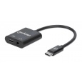 MANHATTAN USB 2.1 Sound Adapter, USB Typ C to 3.5 mm auc & C/F (PD), black, Blister