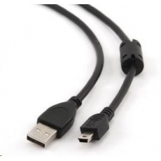 GEMBIRD Kabel USB 2.0 A-Mini B (5pin) propojovací, HQ s ferritovým jádrem, 1,8m, černý