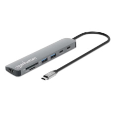 MANHATTAN Dokovací stanice USB-C 7v1, HDMI, USB-C 3.0, USB-C PD 100W, 2xUSB-A 3.0, SD/microSD MANHATTAN Dokovací stanice USB-C 7v1, HDMI, USB-C 3.0, USB-C PD 100W, 2xUSB-A 3.0, SD/microSD