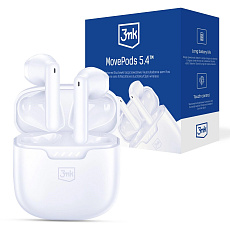 3mk bezdrátová stereo sluchátka FlowBuds 6.0 white, nabíjecí pouzdro, bílá