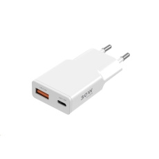 WG - Síťová nabíječka GaN 2x USB, 1x USB-C 30W + 1x USB-A 18W, white, Ultra Slim