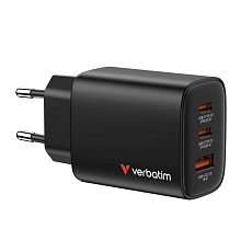 VERBATIM GaN Nabíječka Essentials 65W, 2xUSB-C, 1xUSB-A, černá VERBATIM GaN Nabíječka Essentials 65W, 2xUSB-C, 1xUSB-A, černá