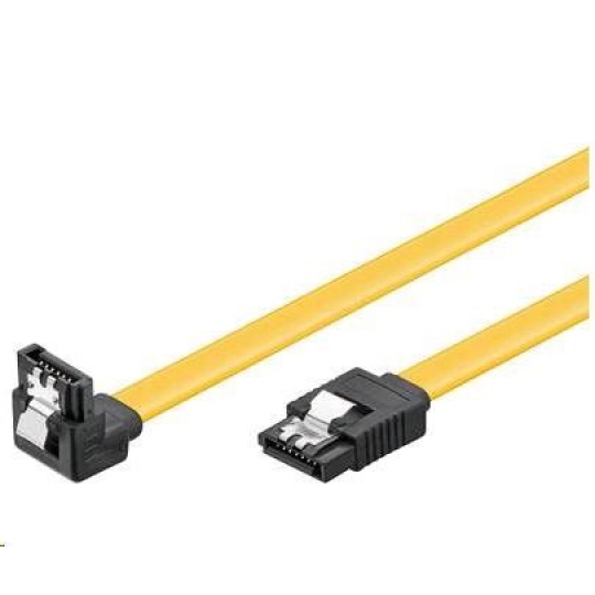 PREMIUMCORD Kabel SATA 3.0 datový 50cm lomený 90°, kovové západky