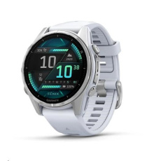 Garmin fenix® 8 – 43 mm, AMOLED, Silver / Whitestone se silikonovým řemínkem.