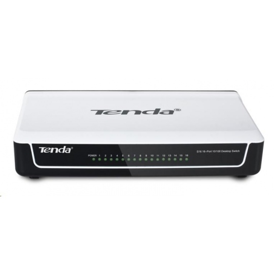 Tenda S16 16-Port Fast Ethernet Switch, 10/100 Mb/s, Desktop