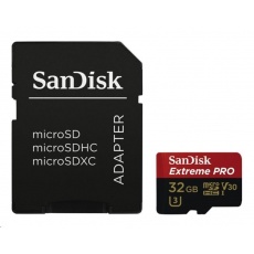 SanDisk Micro SDXC karta 32GB Extreme PRO (100MB/s, Class 10 UHS-I V30) + adaptér