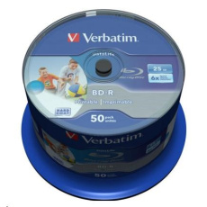 VERBATIM BD-R SL Datalife (25-pack)Blu-Ray/Spindle/6x/25GB WHITE BLUE SURFACE