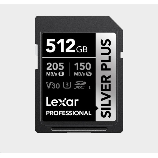 Lexar SDXC Professional SILVER Plus 1066x UHS-I/U3/A2/4K R205/W150 (V30) 512GB Lexar SDXC Professional SILVER Plus 1066x UHS-I/U3/A2/4K R205/W150 (V30) 512GB