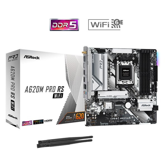 BAZAR - ASRock MB Sc AM5 A620M Pro RS WiFi, AMD A620, 4xDDR5, HDMI, DP - Po opravě (Komplet)