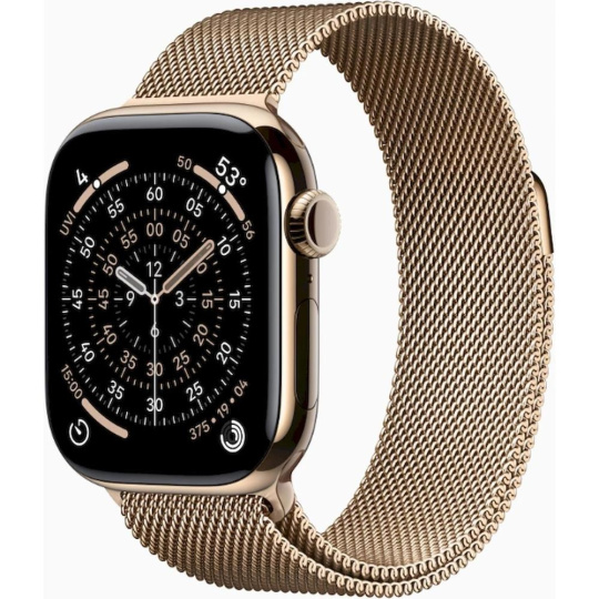 Apple Watch Series 11 GPS + Cellular 42mm Gold Titanium Case with Gold Milanese Loop Apple Watch Series 11 GPS + Cellular 42mm Gold Titanium Case with Gold Milanese Loop