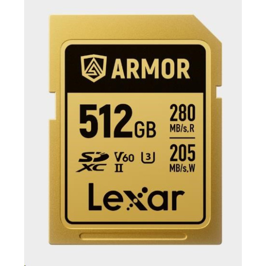 Lexar SDXC ARMOR Gold UHS-II U3, Stainless Steel, IP68 R280/W210 (V60) 512GB