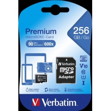 VERBATIM MicroSDXC karta 256GB Premium, U1 + adaptér