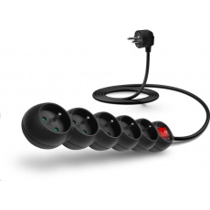 CONNECT IT prodlužovací kabel 230 V, 5 zásuvek, 2 m, s vypínačem (černý) CONNECT IT prodlužovací kabel 230 V, 5 zásuvek, 2 m, s vypínačem (černý)