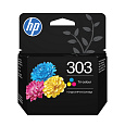 HP 303 Tri-color Original Ink Cartridge (165 pages), T6N01AE