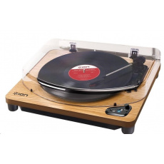 ION Air LP Wood Polo-automatický gramofon lze bezdrátově připojit pomocí Bluetooth rozhraní k libovolnému reproduktoru