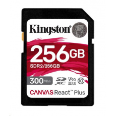 Kingston SDXC karta 256GB Canvas React Plus SDXC UHS-II 300R/260W U3 V90 for Full HD/4K/8K Kingston SDXC karta 256GB Canvas React Plus SDXC UHS-II 300R/260W U3 V90 for Full HD/4K/8K