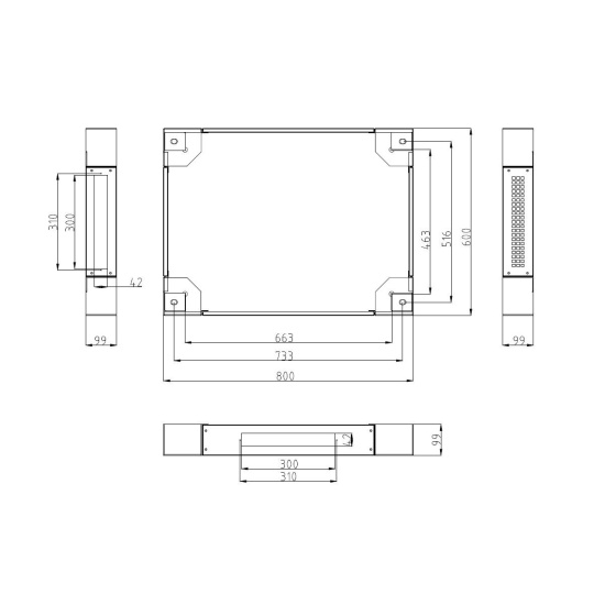 LEXI-Net podstavec s filtrem pro stojanový rozvaděč 600x800, šedý