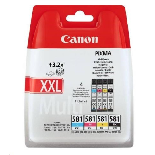 Canon CARTRIDGE CLI-581XXL C/M/Y/BK MULTI-PACK SEC pro PIXMA TS515x, TS615x, TS815x, TS915x, TR7550, TR8550 4x11,7mů