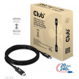 Club3D kabel USB4 Gen2x2 Typ-C, Oboustranný USB-IF Certifikovaný data kabel, Data 20Gbps, PD 240W(48V/5A) EPR M/M 2m