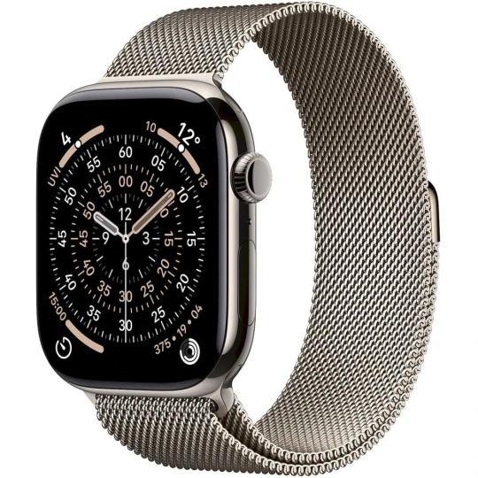 Apple Watch Series 11 GPS + Cellular 42mm Natural Titanium Case with Natural Milanese Loop